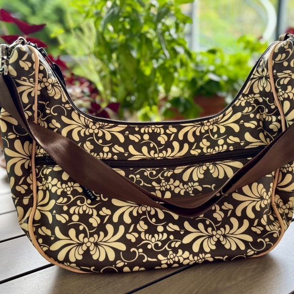 Petunia Pickle Bottom diaper bag in brown and cream print - Picture 2 of 4